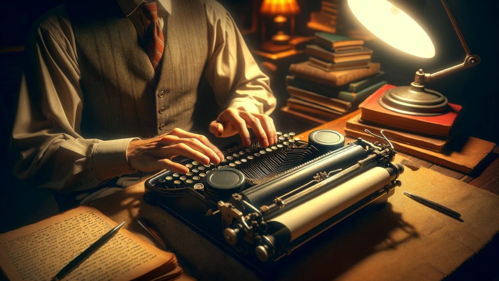 フォントを悩みながらタイプライターを使う人