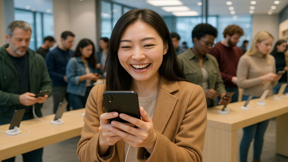 安いモトローラのスマホを手に入れられた女性